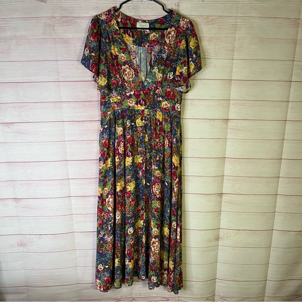 Auguste The Label  Magnolia Violet Midi‎ Dress Size 8